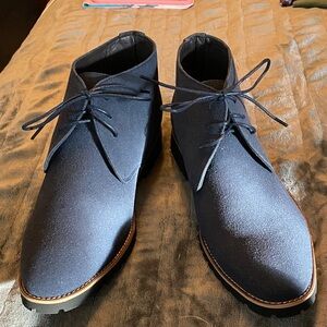 Unisex navy faux suede boots